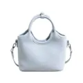 Borsa a secchiello minimalista elegante azzurro chiaro, borsa a tracolla trendy per donna. - Blu Senza Ciondolo