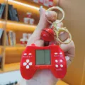 Mini game console keychain red creative pocket toy portable gaming ring bag pendant gift - Red