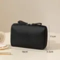 Portable mini black cosmetic bag, compact travel makeup organizer pouch with zipper. - S / All Black