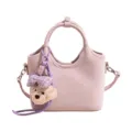 Rosa PU Leder Eimer Tasche mit niedlichem Bären Anhänger, stylische Umhängetasche für Damen. - Rosa Mit Anhänger