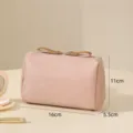 Portable mini cosmetic bag for women, simple travel makeup pouch with zipper closure, pink storage. - S / Khaki