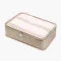 Khaki travel organizer bag for luggage clothes classification storage packing cube utility. - Khaki