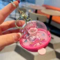 Mini finger catapult basketball machine keychain cute capsule toy backpack pendant - Rose Red Pink Basket No Sound Light