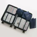 Reise Packtaschen Set sechs Stücke Koffer Organizer für Kleidung Aufbewahrungstaschen blau - Aufgewertetes 7-teiliges Set / Marineblau