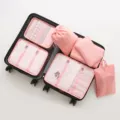 Reise Packtaschen Set für Koffer, rosa vierteilige Kleider Organizer Taschen für Reisen. - Aufgewertetes 7-teiliges Set / Rosa