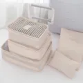 Travel storage bag set packing cubes for luggage suitcase clothes underwear organizers. - Travel 6-Piece Set - Beige