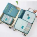 Reis pakblokjes set, blauwe koffer organizer tassen voor kleding en ondergoed opbergen. - Reis 6-delige Set - Meerblauw