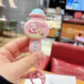Cute mini cartoon microphone recorder keychain with pink cat design, lovely bag pendant gift. - Pink Cat