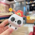 Süßer Panda Glücksgott Quetsch-Schlüsselanhänger, lustiger Stressabbau Glücksbringer für Tasche. - Glückspanda - Weiß