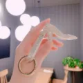 Crystal Rhinestone High Heel Shoe Keychain Cute Sparkly Car Key Ring Women Bag Pendant Charm - White
