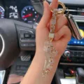 Llavero de coche de tacón alto de cristal de estrás brillante colgante de bolso - Café Mixto