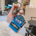 Porte-clés pendentif machine à sous en métal bleu créatif cadeau accessoire - Métallique Bleu