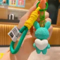 Cute resin rabbit keychain with heart charm, stylish bag pendant and car key ring accessory. - Green