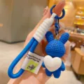 Cute blue resin rabbit keychain with a white heart charm, stylish bag pendant accessories. - Blue