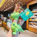 Cute cartoon dinosaur stretchy neck keychain, adorable stress relief bag pendant accessory. - Telescopic Neck Dinosaur - Light Green Pink Neck