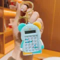 Creative cute bear calculator keychain portable trend car key chain student schoolbag pendant - Light Blue