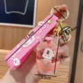 Süßer schwimmender Flüssigkeits-Tiger-Schlüsselanhänger mit pinkem Band für Schlüssel. - Gasflasche Stil / Rosa