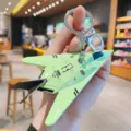 Creative alloy mini fighter jet keychain, cute stealth airplane key ring, bag pendant gift. - Green