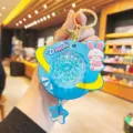 Creative colorful ambient light starry sky rabbit keychain UFO projection light key chain - Blue