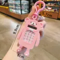 Cute cartoon pink bear calculator keychain portable student schoolbag pendant gift item - Pink