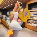 Cute telescopic long neck duck keychain stress relief toy bag pendant cute gift accessory view - Telescopic Neck Duck - White Duck Pink Neck