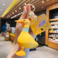 Creative cute stretchable long neck yellow duck keychain metal keyring bag pendant gift - Telescopic Neck Duck - Yellow Duck Green Neck