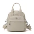 Leichter Damen Nylon Rucksack Freizeit Umhängetasche Reise moderner Daypack Alltag schick - Cremeweiß