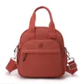 Bolso cruzado casual de nylon para mujer, mochila de viaje ligera con asa superior. - Granate