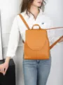 Genuine leather backpack casual daypack large capacity travel school bag brown texture detail view - 25*10*31CM / Brown