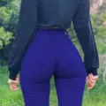 High waist butt lifting skinny jeans for women, stretch denim shaping peach buttocks. - S / Dark Blue