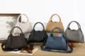 Donna grande capacità borsa in vera pelle casual morbida borsa a tracolla tote bag - 32*12*20CM / grigio-bianco