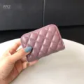 Women genuine leather quilted card holder accordion zipper coin purse luxury style wallet - Taro Purple