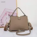 Stylish genuine leather women shoulder bag with top handle and spacious interior casual design. - Elephant Gray