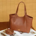 Bolso tote de cuero marrón para mujer, bolso de hombro retro con correa elegante. - Marrón Barolo