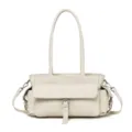 Elegante Damen Umhängetasche aus echtem Leder mit mehreren Fächern, ideal für den täglichen Büroalltag. - Länge 34x18x13cm / Weiß