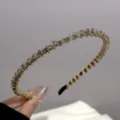 Grey Crystal Beaded Headband Gold Beads Hair Hoop Fashion Hair Accessories Variant - Gray Crystal Chain Headband / Gray Crystal Chain