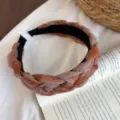 Korean retro wide braided hair hoop gradient chiffon headband stylish daily hair accessory - Amber