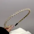 Korean crystal rhinestone headband sweet girl hair hoop sparkling hair accessories fashion - White Crystal Chain Headband / White Crystal Chain