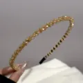 Crystal Rhinestone Headband Elegant Sparkling Hair Hoop Sweet Hair Accessories for Women - Champagne Crystal Chain