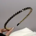 Black gold beaded headband crystal hair hoop stylish sweet cool hair accessory for women - Black Crystal Chain