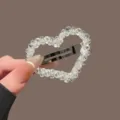 Crystal heart hair clip sweet beaded bb hair clip shiny fashion hair accessory for women - White Heart BB Clip