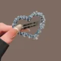 Crystal heart hair clip shiny rhinestone metal bobby pin sweet cute hair accessories for women - Blue Heart BB Clip