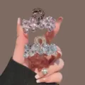 Pince à cheveux en cristal étincelant pour femme, mini pince requin strass pour coiffure chic. - Lot de 2 Pinces à Cheveux Mini Rose Clair et Bleu / 4,5cm (Lot de 2) / Combinaison Rose Et Bleu