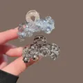 Pince à cheveux en cristal strass brillant petite pince requin élégant accessoire cheveux - Ensemble Gris et Bleu