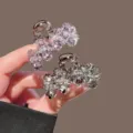 Petite pince à cheveux en cristal, élégant accessoire brillant pour chignon de femme. - Ensemble Rose et Gris