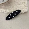 Retro black and white polka dot hair clip snap clip sweet oval side hair accessory for women - Single Piece / Black Polka Dot Oval