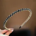 Exquis bandeau fin en strass et cristal pour femmes, cerceau de cheveux minimaliste mode - Bleu marine