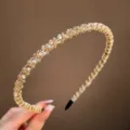 Cerchietto sottile dorato in cristallo e strass per donna, accessorio per capelli elegante. - Champagne