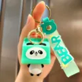Cute cartoon panda milk box keychain glowing night light bag pendant car key ring gift - Panda Night Light