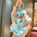 Blue cartoon guitar keychain cute music toy pendant for car keys and bags stylish accessory - Animal Guitar Bear / Blue